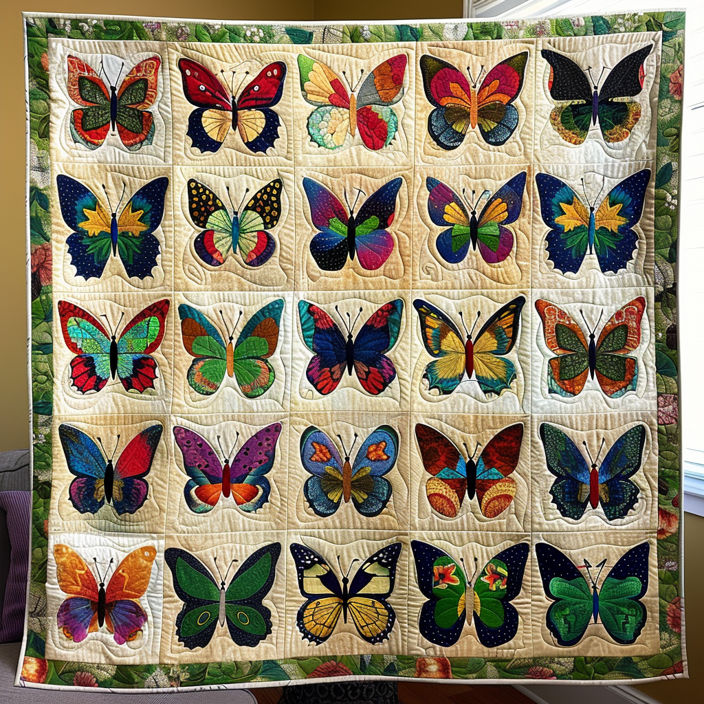 Fluttering Butterflies Quilted Blanket NCU0VL059