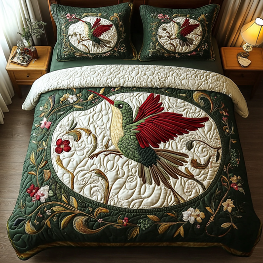 Fluttering Beauty 3-Piece Quilted Bedding Set NCU0DV5386