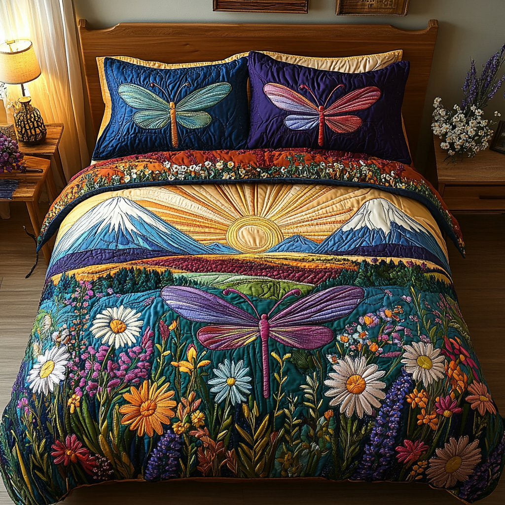 Fluttering Beauty 3-Piece Quilted Bedding Set NCU0DV4645