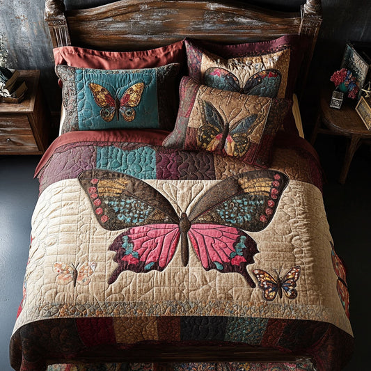 Fluttering Delight 3-Piece Quilted Bedding Set NCU0PT6265