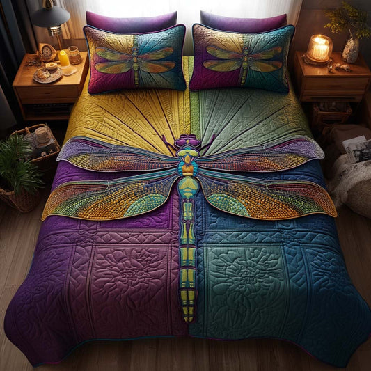 Fluttering Dragonfly 3-Piece Quilted Bedding Set NCU0TD017