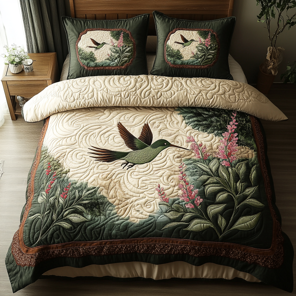 Fluttering Grace 3-Piece Quilted Bedding Set NCU0DV5981