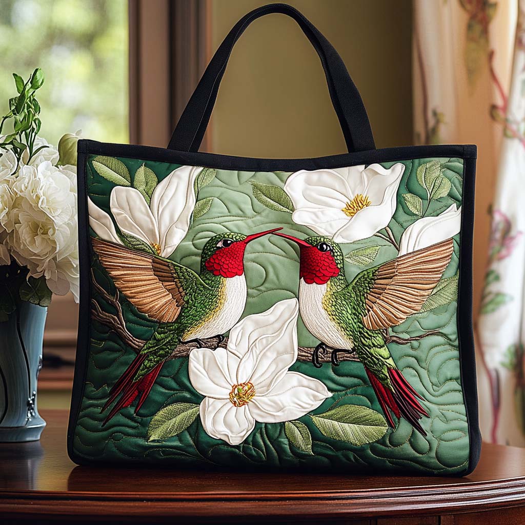 Fluttering Hummer Haven Quilted Tote Bag NCU0NT8480