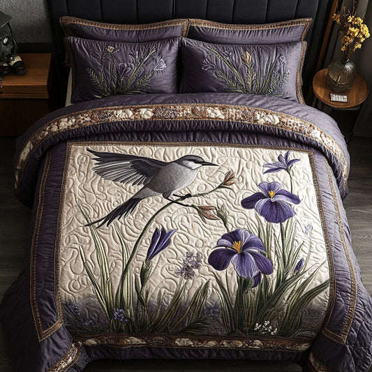 Fluttering Iris 3-Piece Quilted Bedding Set NCU0PT6246