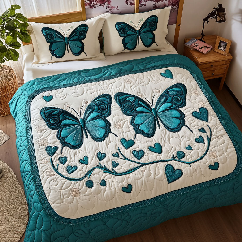 Fluttery Love 3-Piece Quilted Bedding Set NCU0PT2997