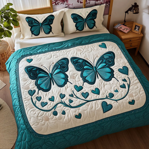 Fluttery Love 3-Piece Quilted Bedding Set NCU0PT2997