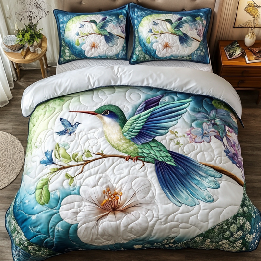Flying Hummingbird 3-Piece Quilted Bedding Set NCU0DK8007