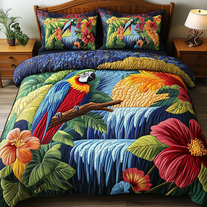 Flying Parrot 3-Piece Quilted Bedding Set NCU0DK7748