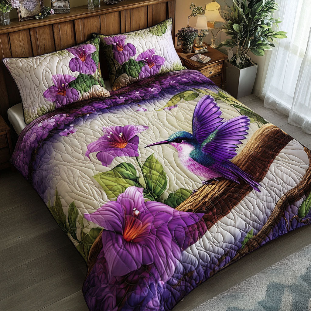Flying Purple Beauty 3-Piece Quilted Bedding Set NCU0NT6203
