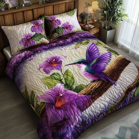 Flying Purple Beauty 3-Piece Quilted Bedding Set NCU0NT6203