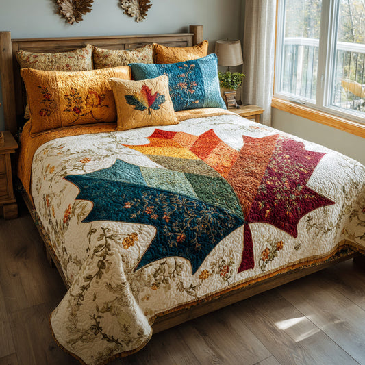 Folk Autumn 3-Piece Quilted Bedding Set NCU0VL3645