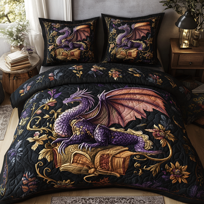 Folklore Dragon 3-Piece Quilted Bedding Set NCU0DV3974