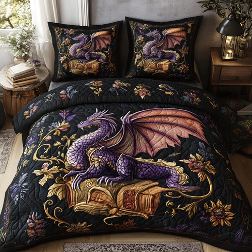 Folklore Dragon 3-Piece Quilted Bedding Set NCU0DV3974