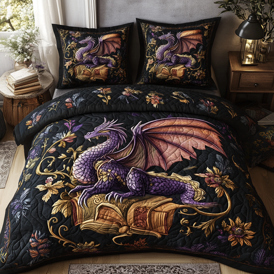Folklore Dragon 3-Piece Quilted Bedding Set NCU0DV3974