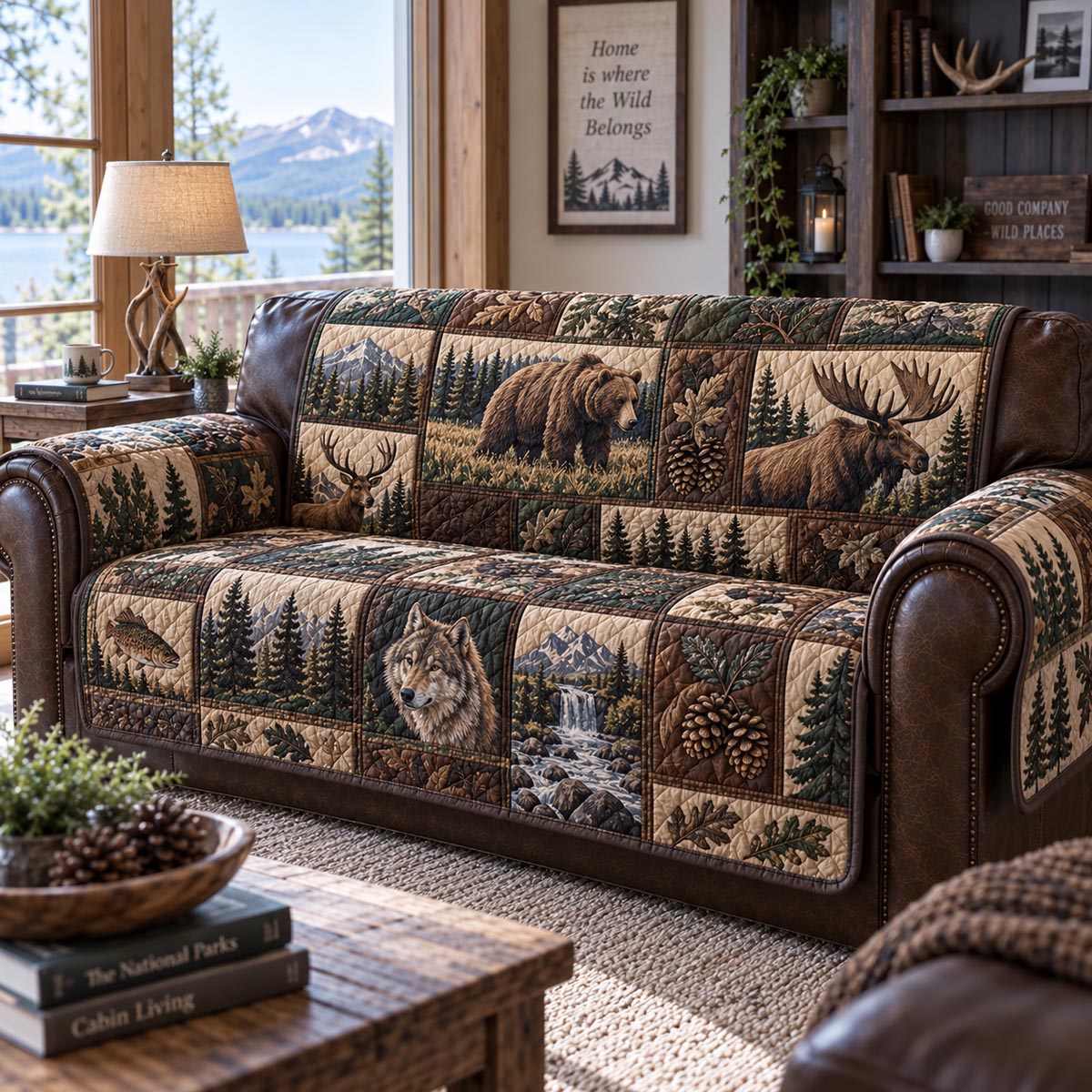 Forest Animal Gathering Quilted Sofa Cover NCU0DV10105