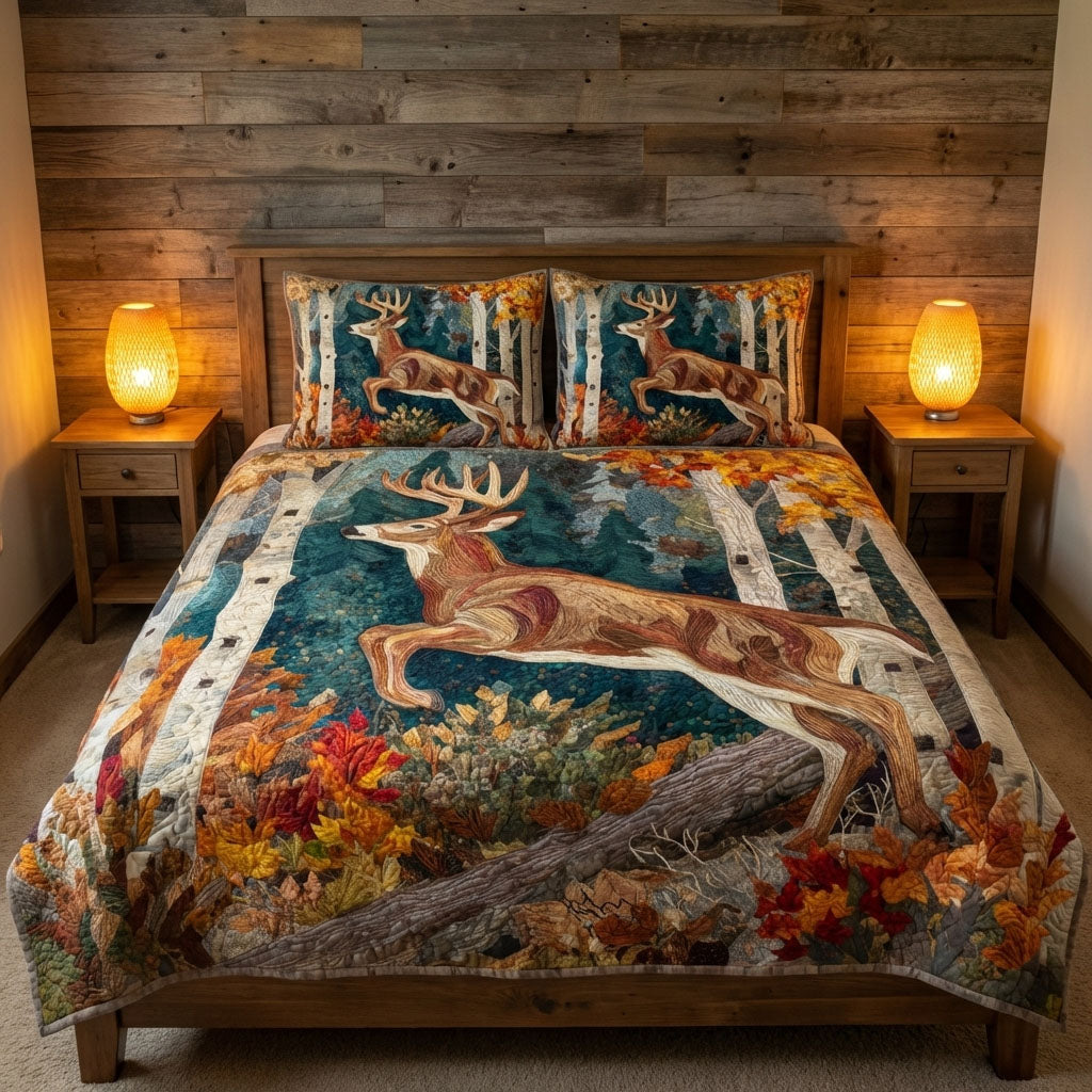 Forest Antlers 3-Piece Quilted Bedding Set NCU0DK12262
