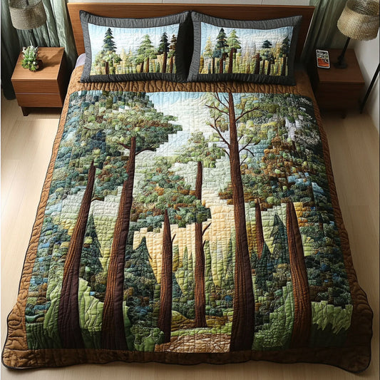 Forest Awakening 3-Piece Quilted Bedding Set NCU0NT6445