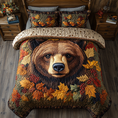 Forest Bear 3-Piece Quilted Bedding Set NCU0DK9536