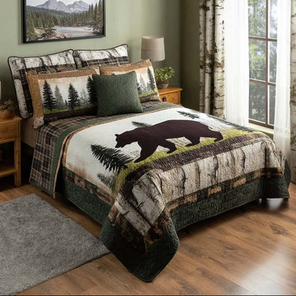 Forest Bear 3-Piece Quilted Bedding Set NCU0NT11550