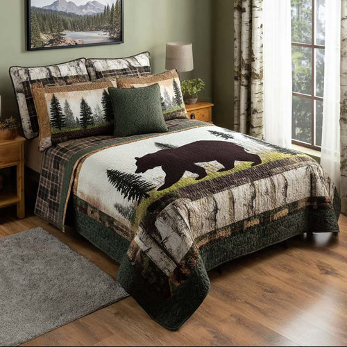 Forest Bear 3-Piece Quilted Bedding Set NCU0NT11550