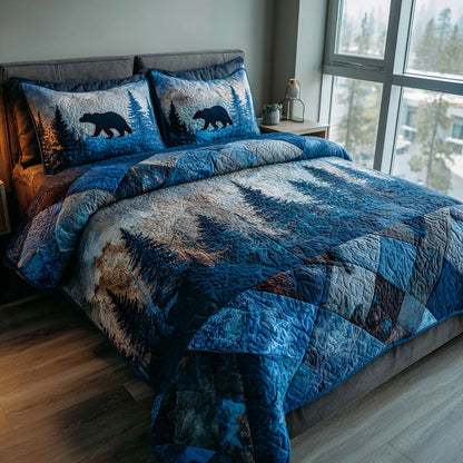 Forest Bear 3-Piece Quilted Bedding Set NCU0TD1924