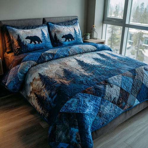 Forest Bear 3-Piece Quilted Bedding Set NCU0TD1924
