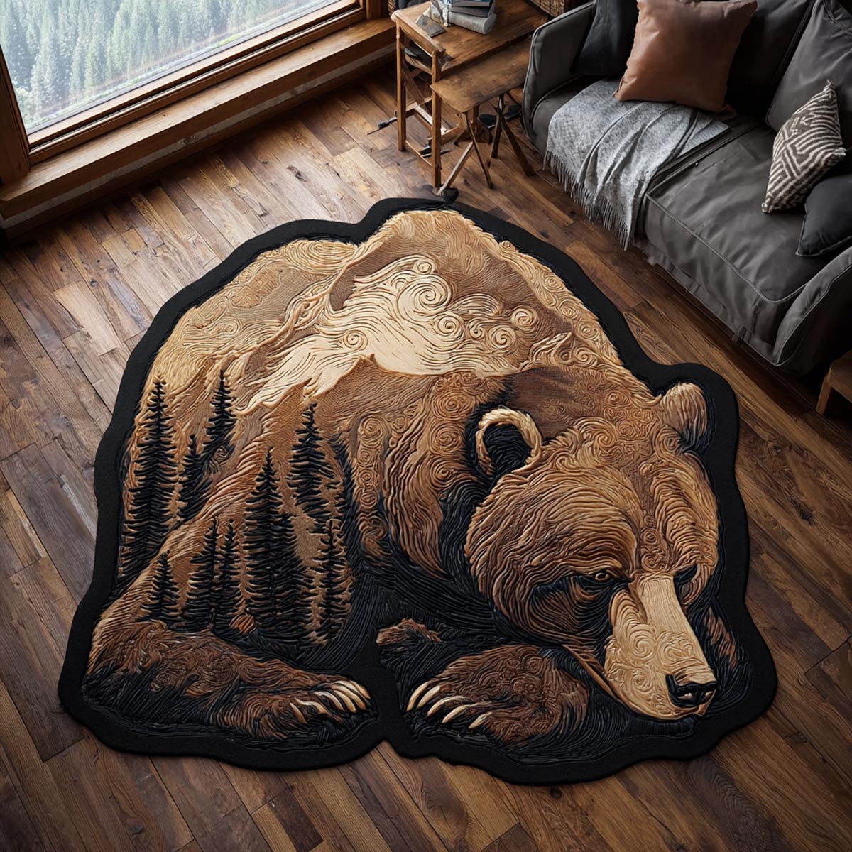 Forest Bear Custom Shape Area Rug NCU0DV9579