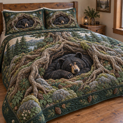 Forest Bear Haven 3-Piece Quilted Bedding Set NCU0TV2147