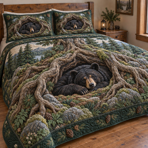 Forest Bear Haven 3-Piece Quilted Bedding Set NCU0TV2147
