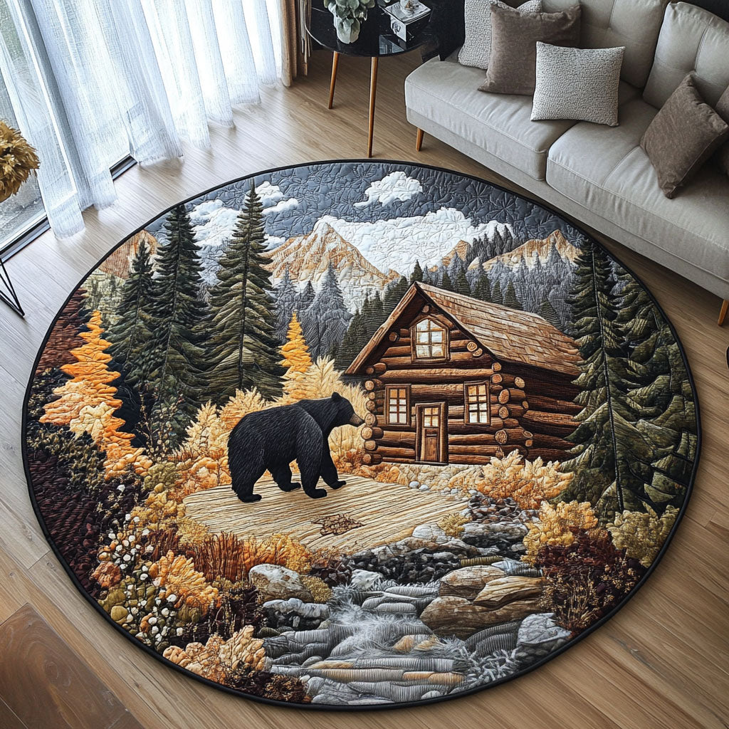 Forest Bear Lodge Quilted Round Mat NCU0PT6772