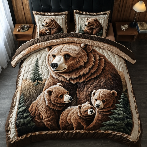 Forest Bear Quilted Bedding Set NCU0DK6432