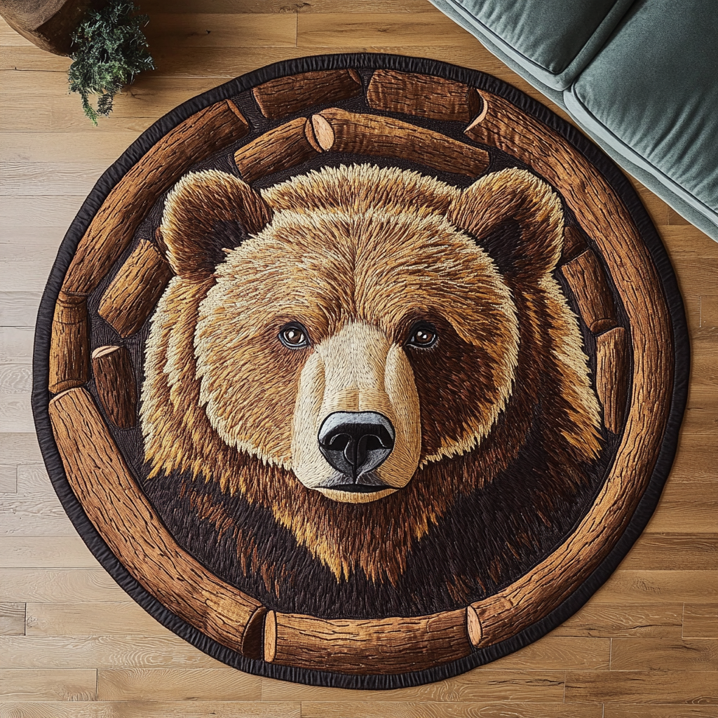 Forest Bear Quilted Round Mat NCU0DK8090