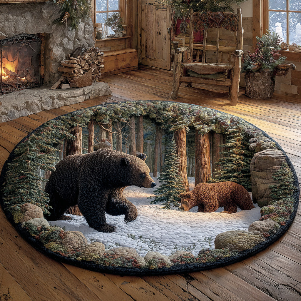 Forest Bear Quilted Round Mat NCU0TD2060