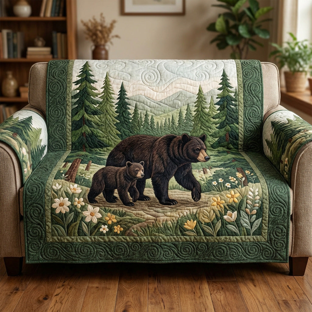 Forest Bear Quilted Sofa Cover NCU0TV1599