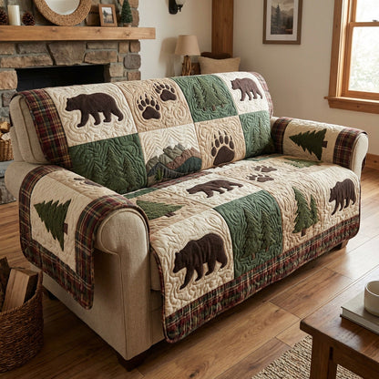Forest Bear Quilted Sofa Cover NCU0TV1628