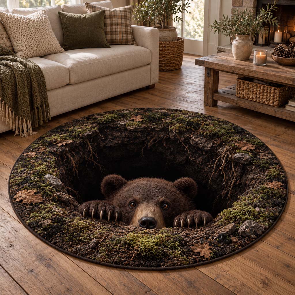 Forest Bear Round Carpet NCU0HH2161