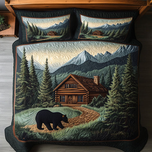Forest Bear Sanctuary 3-Piece Quilted Bedding Set NCU0PT6752