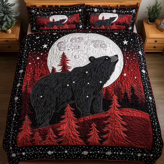 Forest Bears 3-Piece Quilted Bedding Set NCU0DK9898