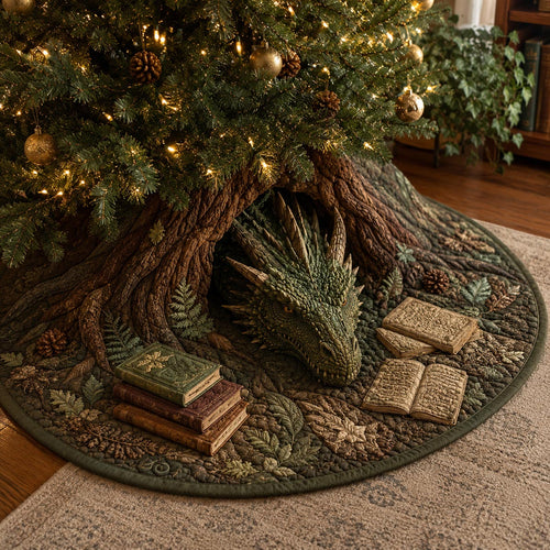 Forest Book Dragon Christmas Quilted Tree Skirt NCU0DV10020