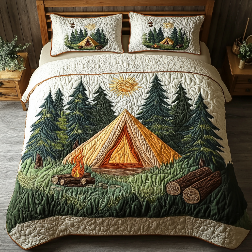 Forest Camp 3-Piece Quilted Bedding Set NCU0DK9688