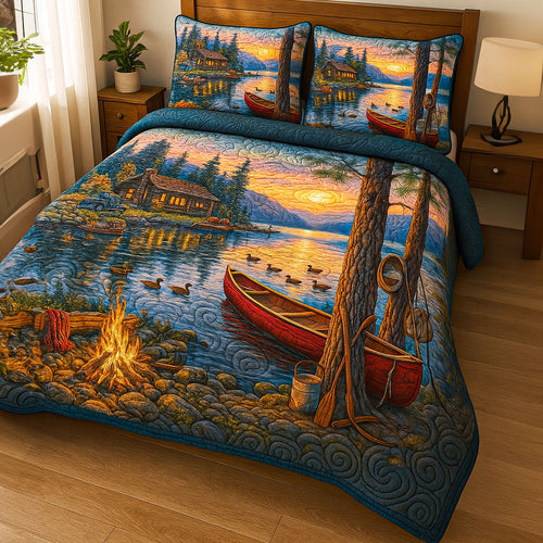 Forest Campfire 3-Piece Quilted Bedding Set NCU0NT5575