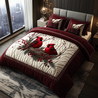 Forest Cardinals 3-Piece Quilted Bedding Set NCU0DV8906