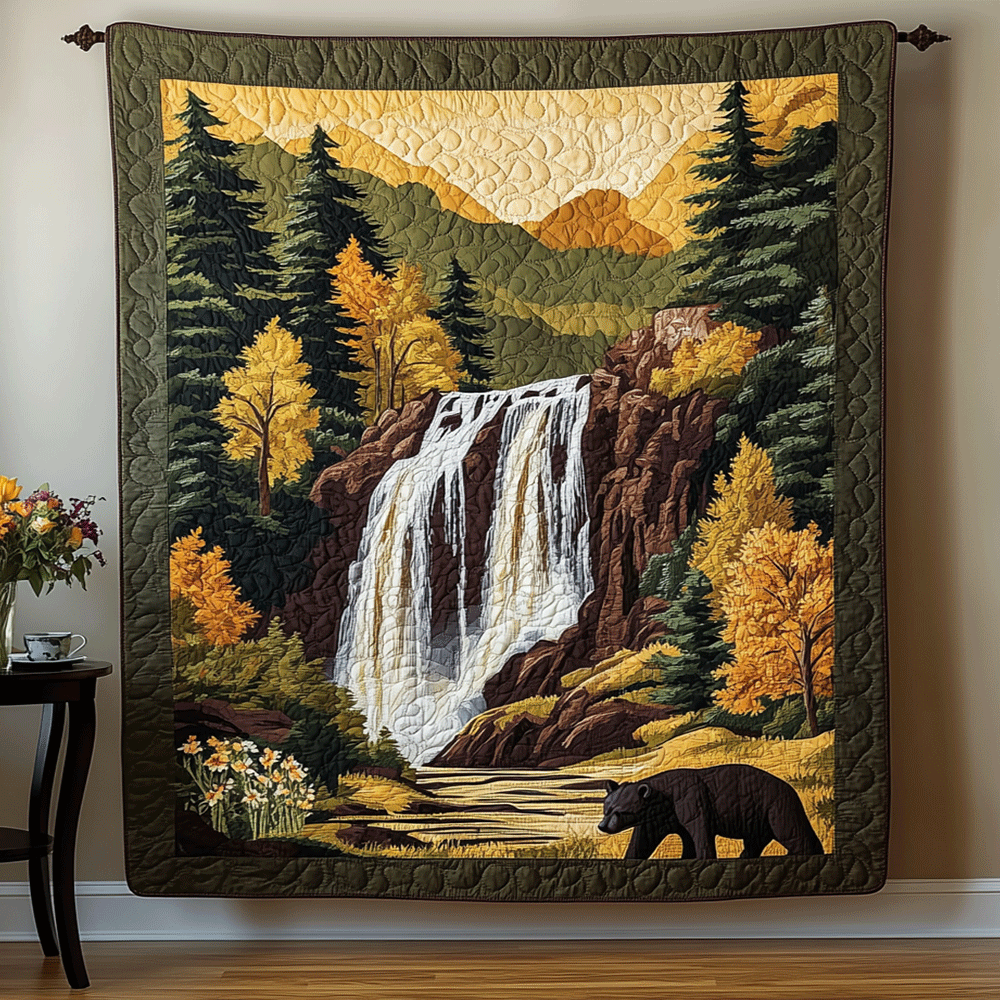 Forest Cascade Art Quilt Hanging NCU0TL984