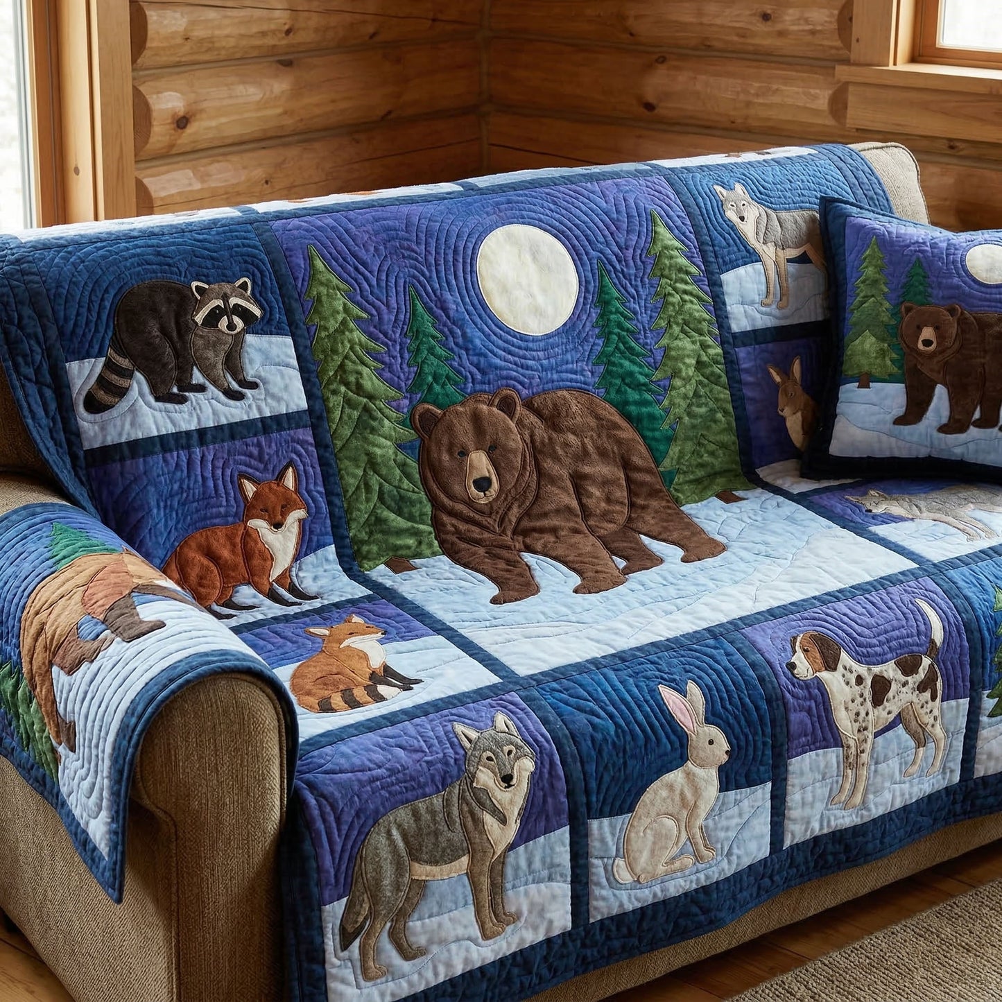Forest Companions Quilted Sofa Cover NCU0NT12557