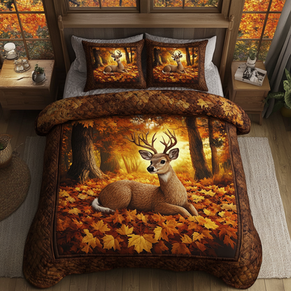 Forest Deer 3-Piece Quilted Bedding Set NCU0DK9490