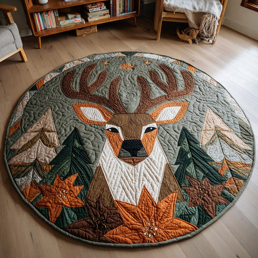 Forest Deer Quilted Round Mat NCU0HH150