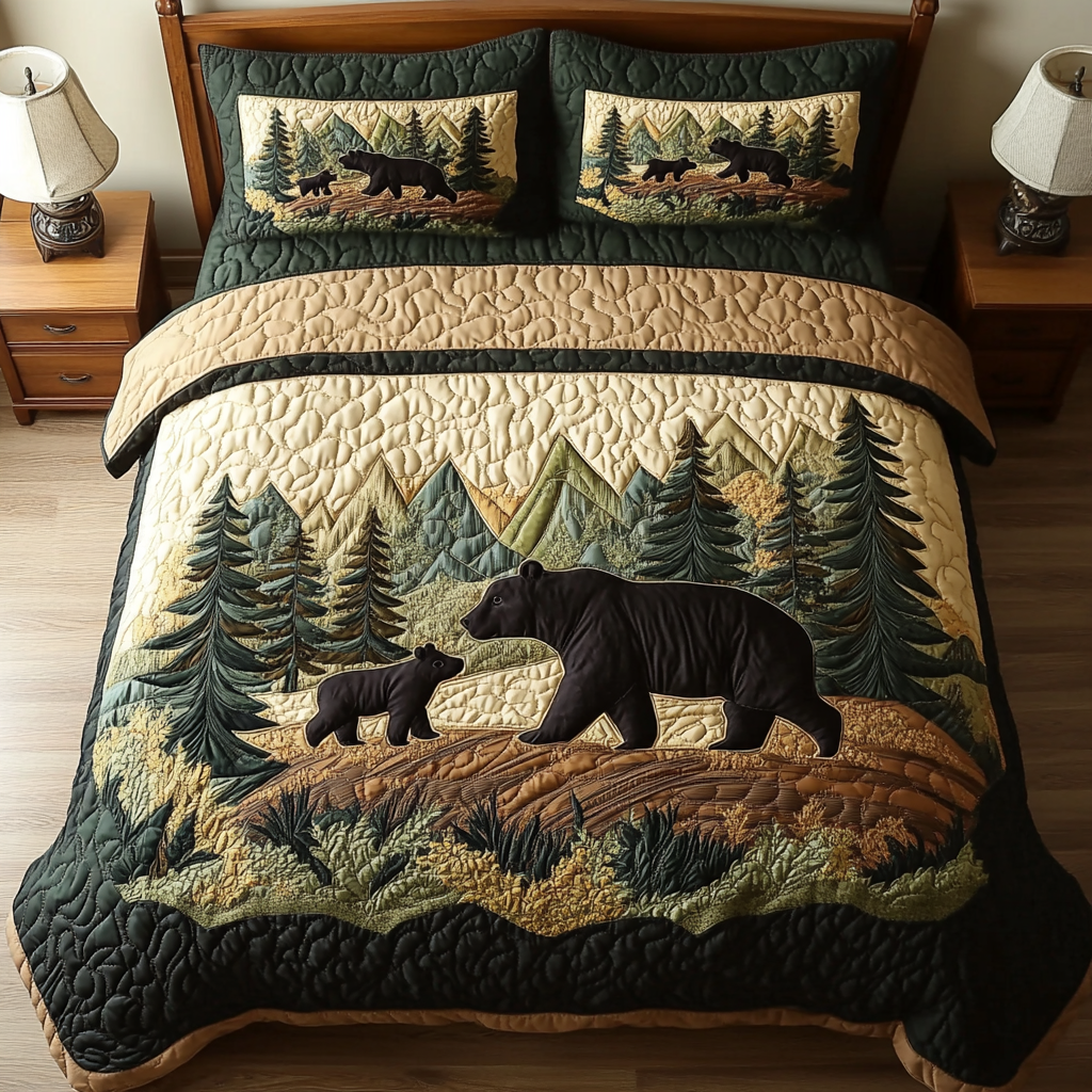 Forest Deer 3-Piece Quilted Bedding Set GFTONL4405
