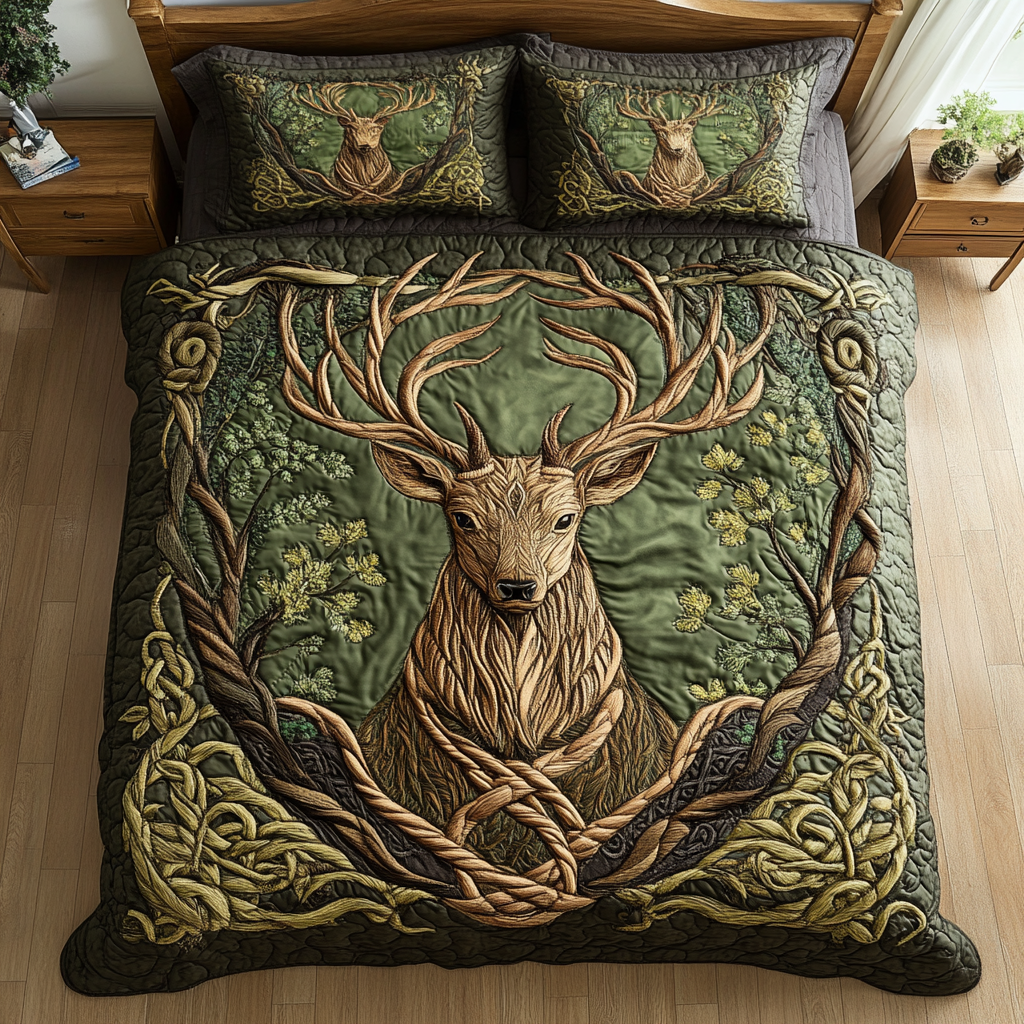 Forest Elegance 3-Piece Quilted Bedding Set NCU0DK3410