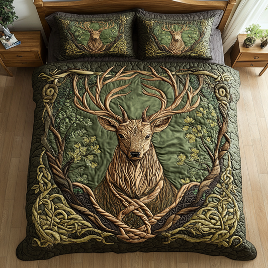 Forest Elegance 3-Piece Quilted Bedding Set NCU0DK3410