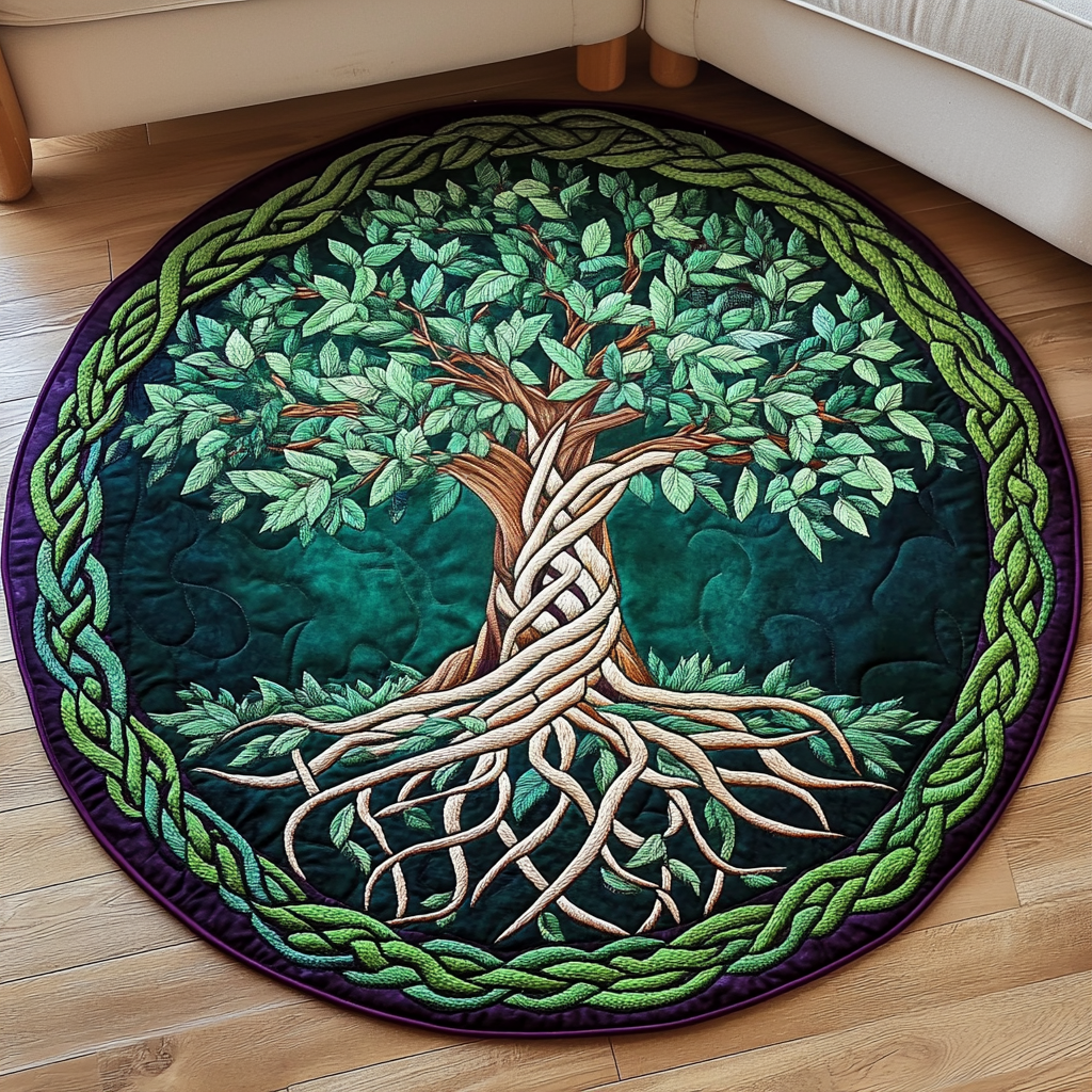 Forest Embrace Quilted Round Mat NCU0NT3457